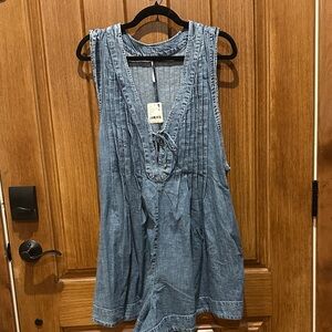 Free People Light Blue Denim Romper